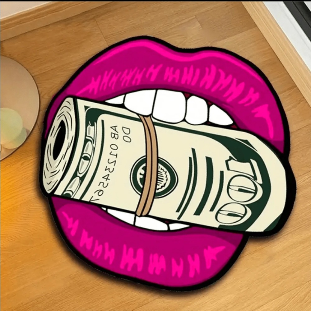 Vibrant Pink Lips Money Rug